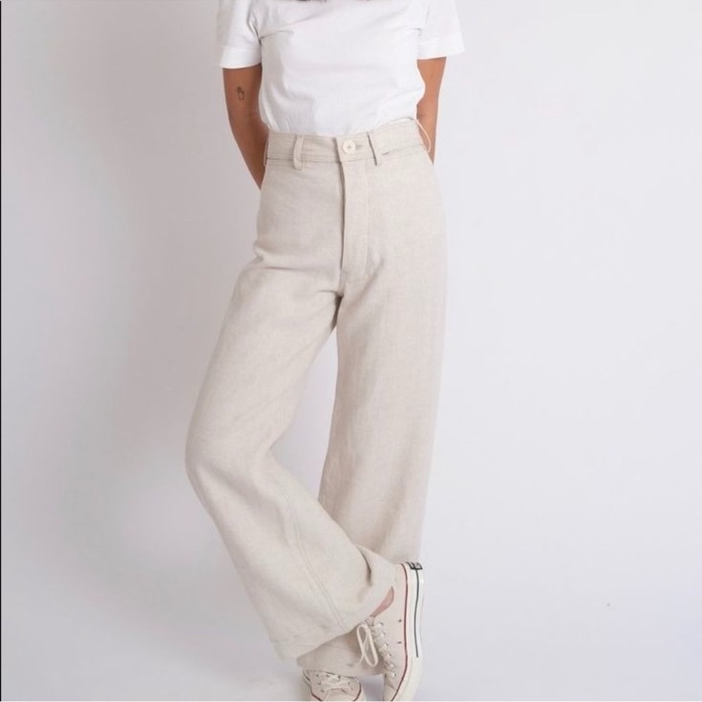 Jesse Kamm 100% Linen Sailor Pants - Natural - 4 - Archived Limited Run)